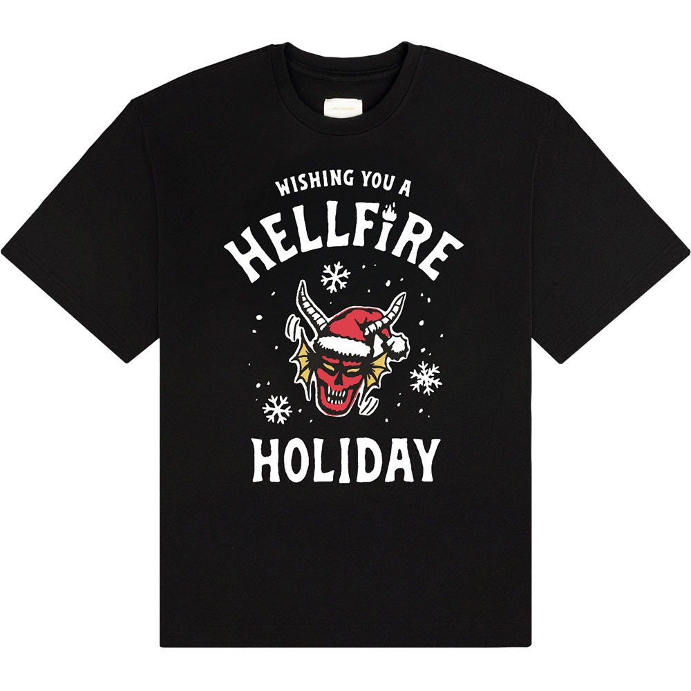 Stranger things - Wishing You A Hell Fire Tshirt Homme - Noir
